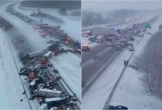 ΗΠΑ: Καραμπόλα τουλάχιστον 45 οχημάτων λόγω ισχυρού χιονιά στην Ιντιάνα