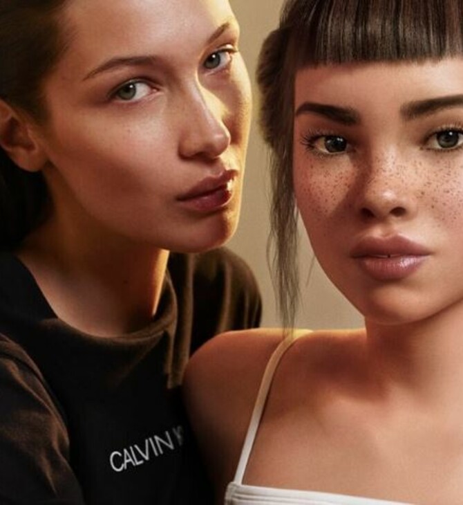 Διαφήμιση του Calvin Klein δείχνει την Bella Hadid να φιλά την ψηφιακή Lil Miquel και προκαλεί αντιδράσεις