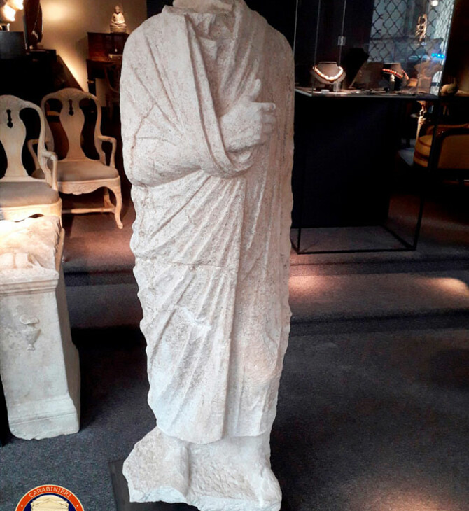 Η ιταλική αστυνομία ανακάλυψε ένα ρωμαϊκό γλυπτό σε μια αντικερί στο Βέλγιο