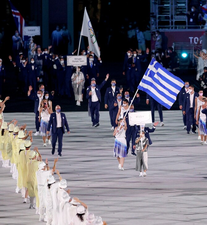 Τόκιο 2020: Η είσοδος της ελληνικής ομάδας με σημαιοφόρους Πετρούνια και Κορακάκη
