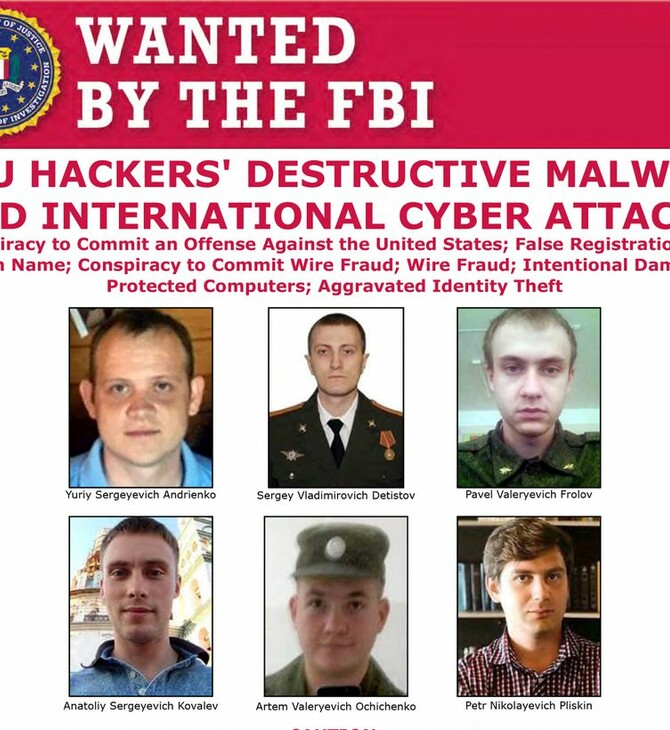 ΗΠΑ: 10 εκατ. δολ. σε όποιον δώσει πληροφορίες για 6 αξιωματικούς της ρωσικής υπηρεσίας πληροφοριών