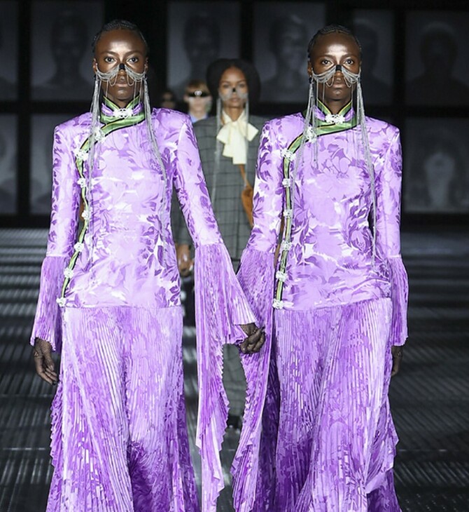 Gucci dresses 68 identical twins in matching finery at Milan