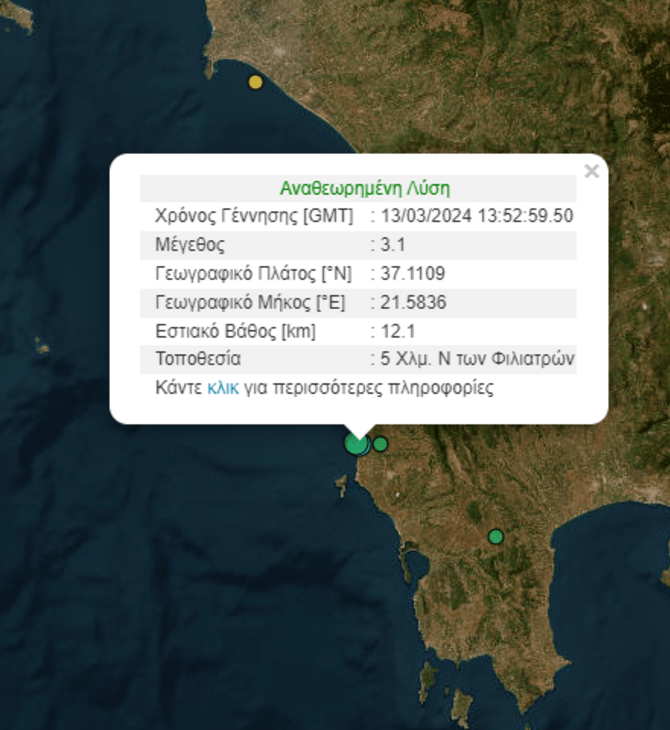 Μεσσηνία: Σεισμός 3,1R στα Φιλιατρά