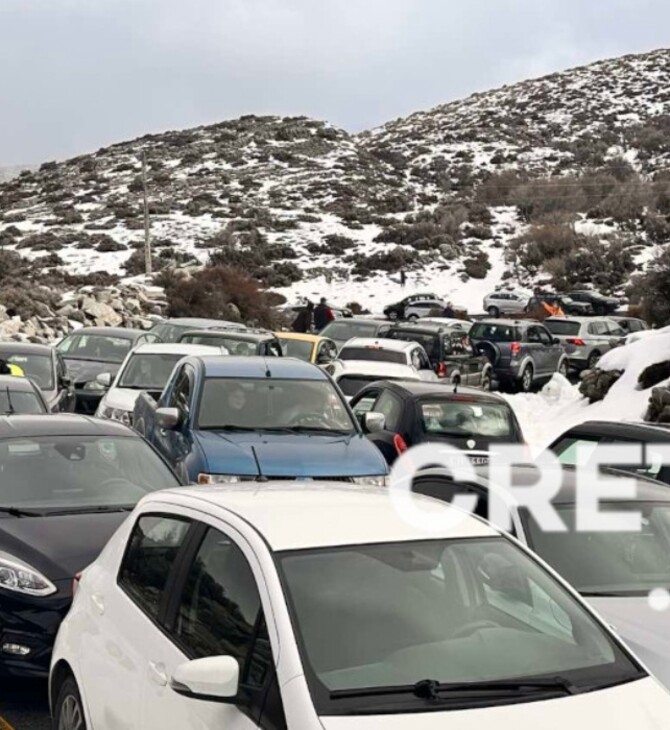 Μεγάλο μποτιλιάρισμα στον χιονισμένο Ψηλορείτη - Ακινητοποιημένα πολλά ΙΧ