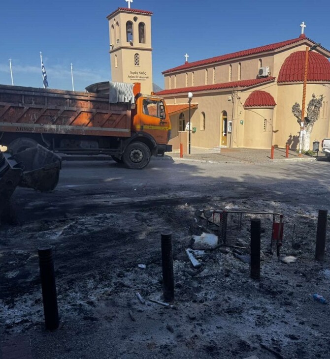 Ηράκλειο: Καμμένοι κάδοι απορριμμάτων, παγκάκια, φωτεινός σηματοδότης και φωτιστικό, ο «απολογισμός» της Ανάστασης