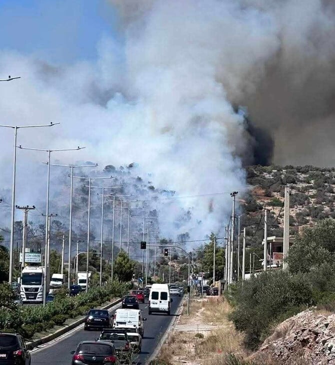 Φωτιά στο Κορωπί: Ήχησε το 112 στην περιοχή - Στην περιοχή πνέουν ισχυροί άνεμοι