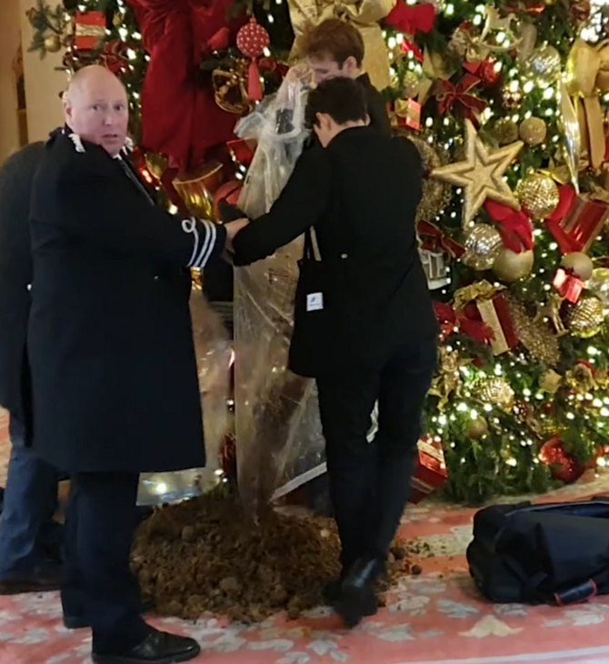 Λονδίνο: Ακτιβιστές πέταξαν κοπριά αλόγου στο χριστουγεννιάτικο δέντρο του Ritz 