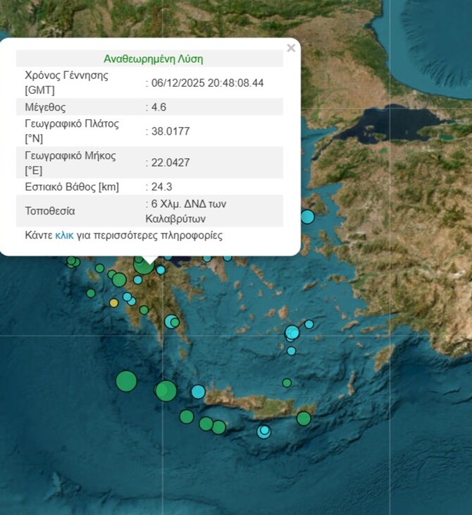 ΣΕΙΣΜΟΣ ΤΩΡΑ ΚΑΛΑΒΡΥΤΑ