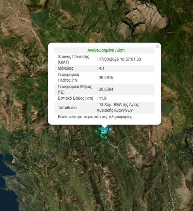 ΣΕΙΣΜΟΣ ΤΩΡΑ ΙΩΑΝΝΙΝΑ