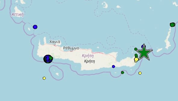 Σεισμός 5,3 Ρίχτερ ανοικτά της Κρήτης