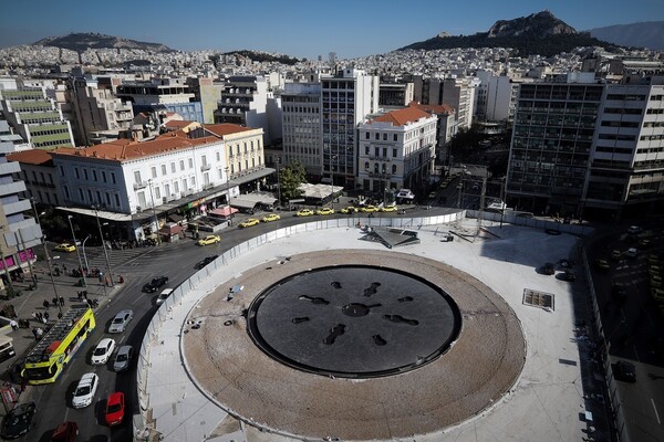 Η Ομόνοια από ψηλά - Πλάνα από την όψη της νέας πλατείας