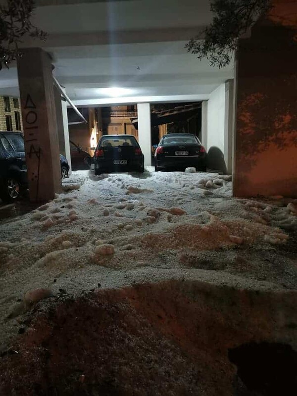 Πρωτοφανής χαλαζόπτωση στη Δράμα - Έφτασε μέχρι και τα 30-40 εκατοστά
