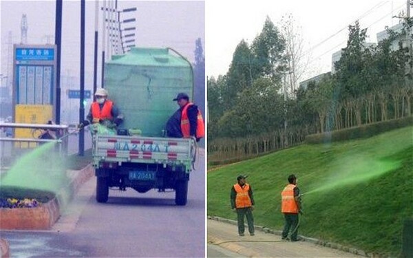 Οι κινεζικές αρχές βάφουν πράσινο το γρασίδι