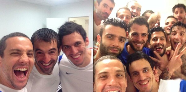 Oι selfies της ελληνικής νίκης από τα αποδυτήρια