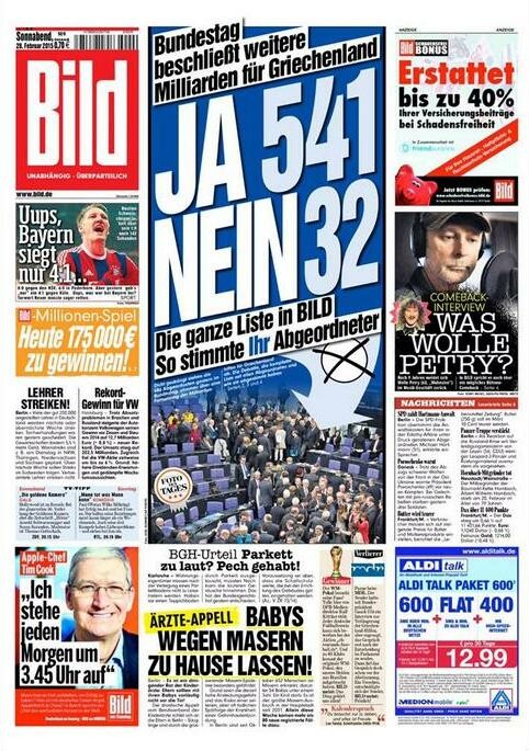 Bild: Έτσι ψήφισαν οι βουλευτές σας... και συνεχίζει να ρέει το χοντρό χρήμα