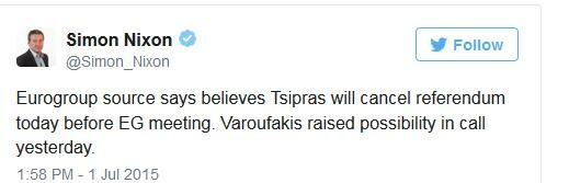 Σάιμον Νίξον: Ο Τσίπρας μπορεί να ακυρώσει το δημοψήφισμα