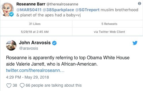 Το ΑBC έκοψε το σόου της κωμικού Ροζάν Μπαρ μετά από ρατσιστική επίθεση της στο Twitter