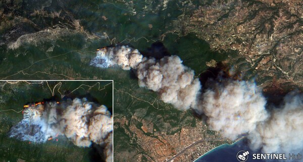 Η φωτιά στην Κινέτα από δορυφόρο - ΦΩΤΟΓΡΑΦΙΕΣ