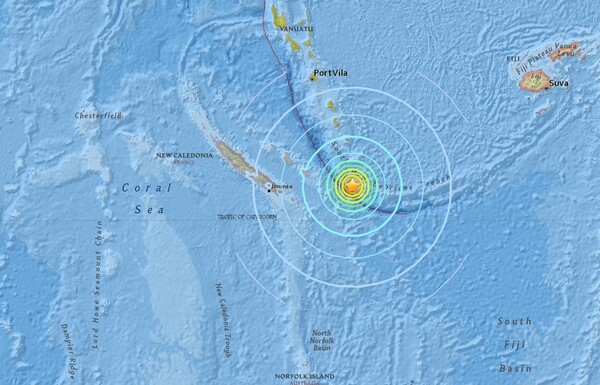 Ισχυρός υποθαλάσσιος σεισμός 7 Ρίχτερ κοντά στη Νέα Καληδονία