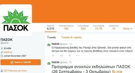 Γκάφα στο Twitter του ΠΑΣΟΚ με… τον Καραγκούνη