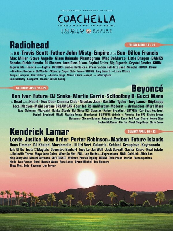 Το φετινό lineup του Coachella μόλις ανακοινώθηκε και είναι γεμάτο μεγάλα ονόματα της μουσικής