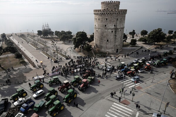 Τα τρακτέρ στο κέντρο της Θεσσαλονίκης