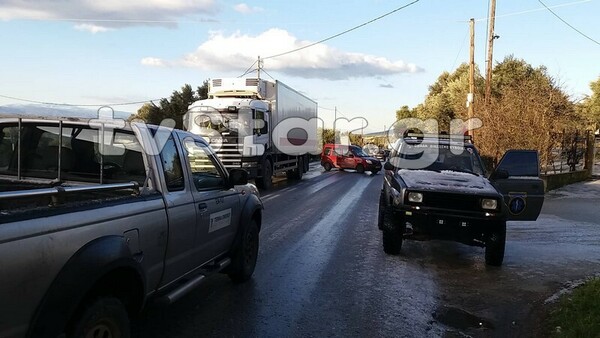 Σοβαρά κυκλοφοριακά προβλήματα στην Εύβοια λόγω πάγου