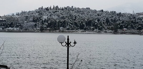 Ως την θάλασσα έφτασαν τα χιόνια στην Εύβοια