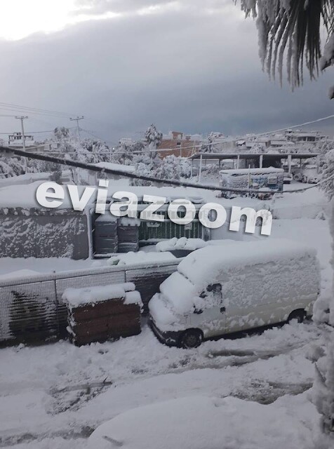 Ως την θάλασσα έφτασαν τα χιόνια στην Εύβοια