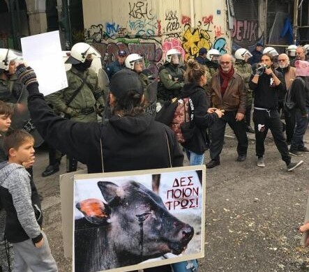 Παρέμβαση στην Βαρβάκειο έκαναν σήμερα οι Vegan ακτιβιστές και αντισπισιστές