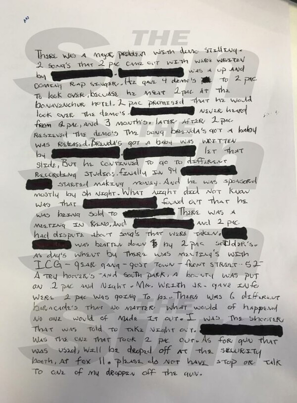 Επιστολή - ομολογία ρίχνει φως στο μυστήριο της δολοφονίας του Tupac