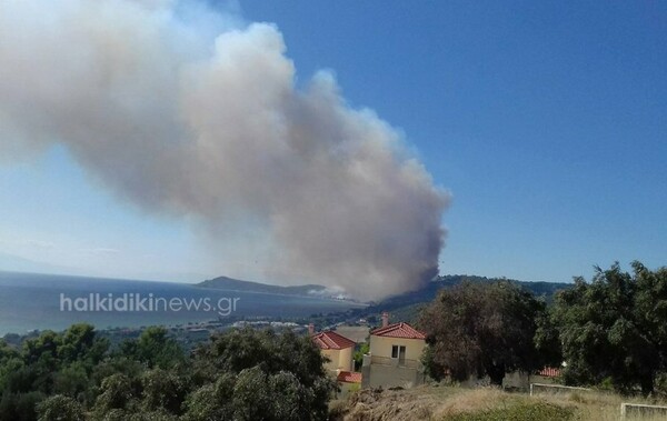 Μεγάλη φωτιά στην Κασσάνδρα Χαλκιδικής- Στις αυλές των σπιτιών οι φλόγες (upd)