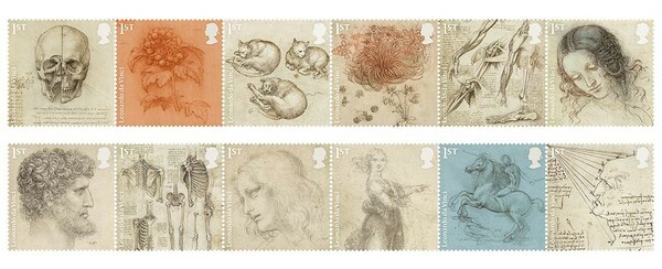 Το Βρετανικό Ταχυδρομείο τιμά τον Λεονάρντο ντα Βίντσι με σειρά 12 γραμματοσήμων