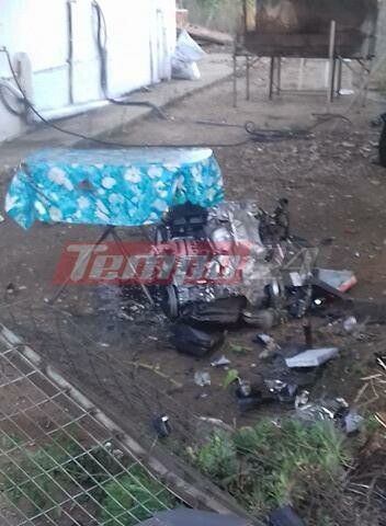 Αχαΐα: Μηχανή αυτοκινήτου εκτοξεύτηκε μετά από τροχαίο σε αυλή σπιτιού