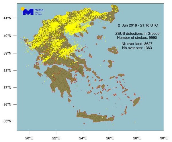 Εκλογές με αστραπές: Την Κυριακή έπεσαν σχεδόν 10.000 κεραυνοί