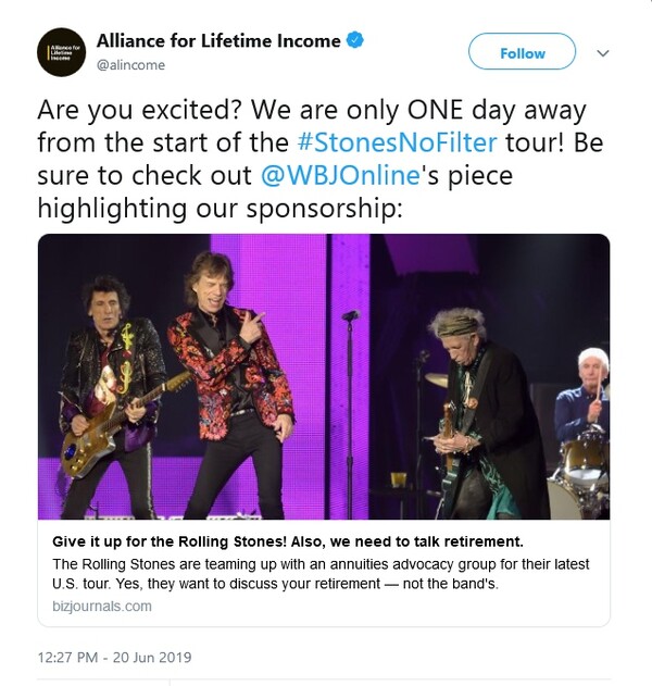 Εκεί φτάσαμε λοιπόν: Ο βασικός χορηγός της περιοδείας των Rolling Stones απευθύνεται σε συνταξιούχους