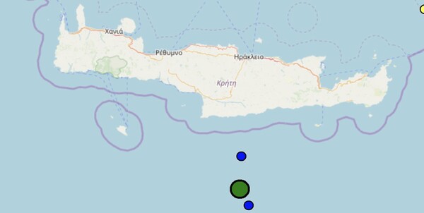 Σεισμός 4,5 Ρίχτερ νότια της Κρήτης