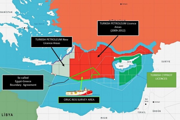 Oruc Reis: Νέος χάρτης από την Τουρκία για έρευνες δίπλα σε Κάρπαθο και Καστελόριζο
