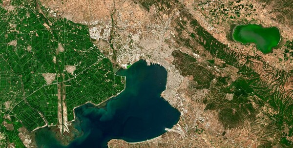 Η δορυφορική φωτογραφία της Θεσσαλονίκης που δημοσίευσε η Ευρωπαϊκή Υπηρεσία Κοπέρνικος