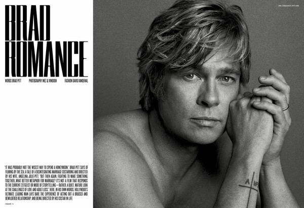 Brad Pitt strikes a pose for V magazine