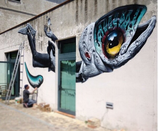 Ένας street artist που μιξάρει Καραβάτζιο, tattoos και video games