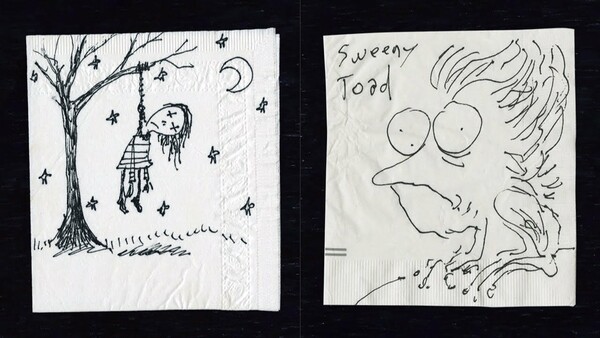 Η σκοτεινή και αστεία τέχνη του Tim Burton πάνω σε μια χαρτοπετσέτα (ή πολύ περισσότερες)
