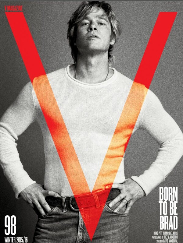 Brad Pitt strikes a pose for V magazine