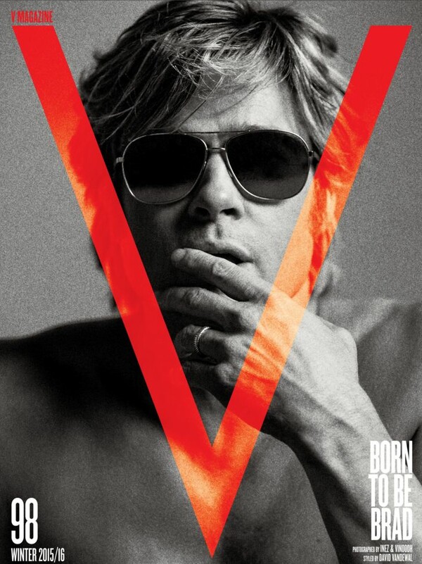 Brad Pitt strikes a pose for V magazine