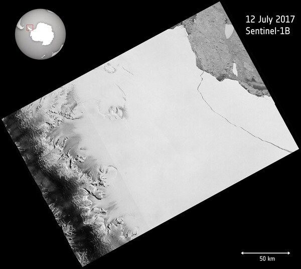 Νέες φωτογραφίες από το τεράστιο παγόβουνο στην Ανταρκτική - Το χάσμα με την παγοκρηπίδα Larsen μεγαλώνει συνεχώς