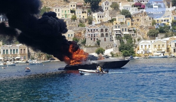 Συναγερμός στη Σύμη: Φωτιά σε σκάφος μέσα στο λιμάνι