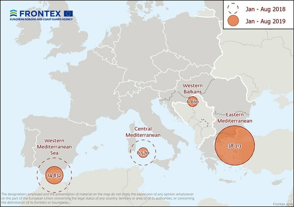 Frontex: Αυξημένος ο αριθμός προσφύγων και μεταναστών που έφτασαν στην Ελλάδα τον Αύγουστο