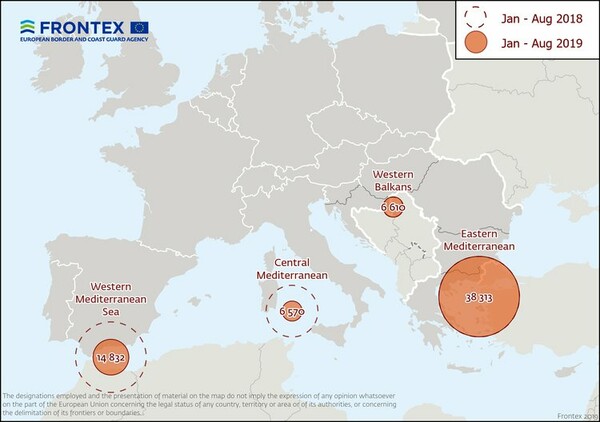 Frontex: Αυξημένος ο αριθμός προσφύγων και μεταναστών που έφτασαν στην Ελλάδα τον Αύγουστο