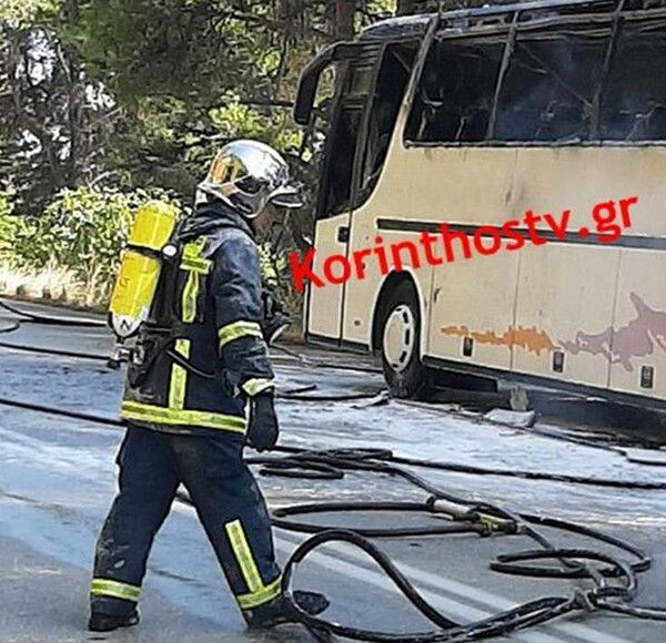 Λεωφορείο έπιασε φωτιά εν κινήσει στην εθνική οδό Πρέβεζας – Ηγουμενίτσας