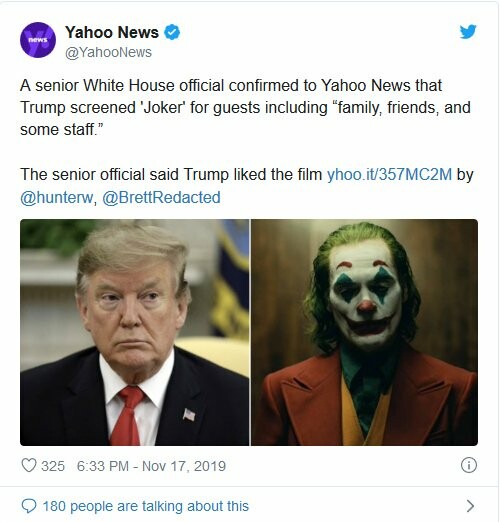 Ο Τραμπ είδε το ‘Joker’ σε ειδική προβολή στον Λευκό Οίκο και του άρεσε